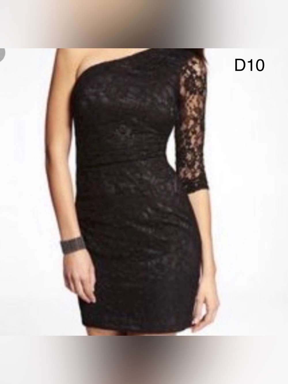 Express Black One-Shoulder Lace Sheath Dress,Size 4